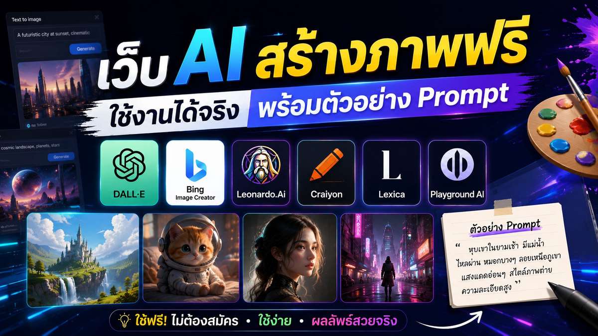 เว็บ AI สร้างภาพฟรี ใช้งานได้จริง พร้อมตัวอย่าง Prompt